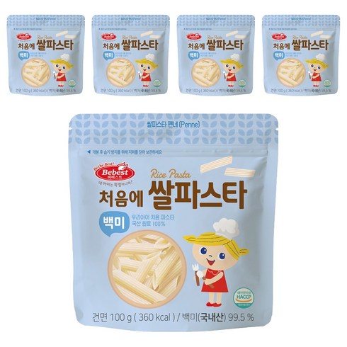베베스트 처음에 쌀파스타 백미, 100g, 5개