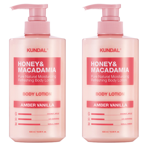 쿤달 허니 앤 마카다미아 퓨어 바디로션 엠버바닐라향, 500ml, 2개