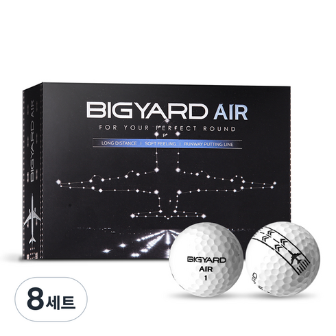 빅야드 AIR 4색 퍼팅라인 골프공 세트 3피스 42.67mm, 화이트, 3개입, 8세트