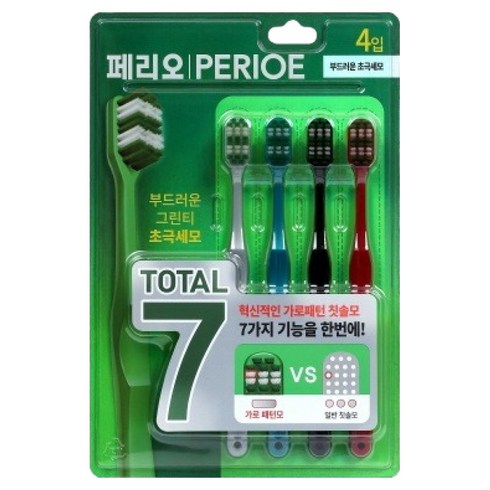 페리오 토탈7 칫솔 부드러운 미세모, 4개입, 1개