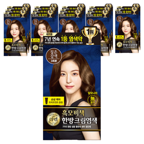 리엔 흑모비책 새치염색 크림, 짙은갈색, 15개