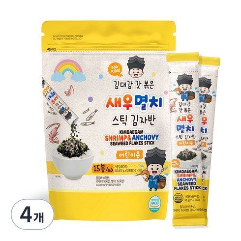 김대감 갓 볶은 새우멸치 스틱 김자반 어린이용, 150g, 4개