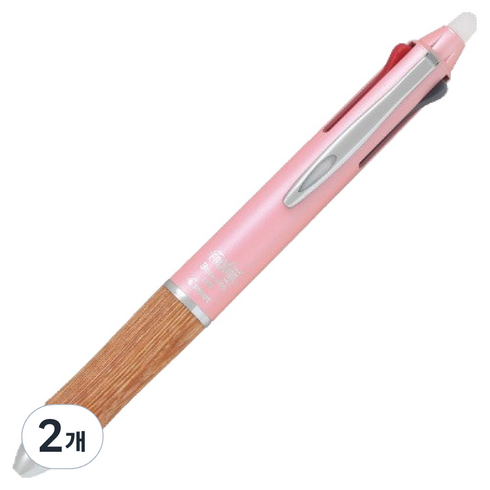 파이롯트 프릭션 볼 3 우드 볼펜 0.5mm, 2개, 핑크