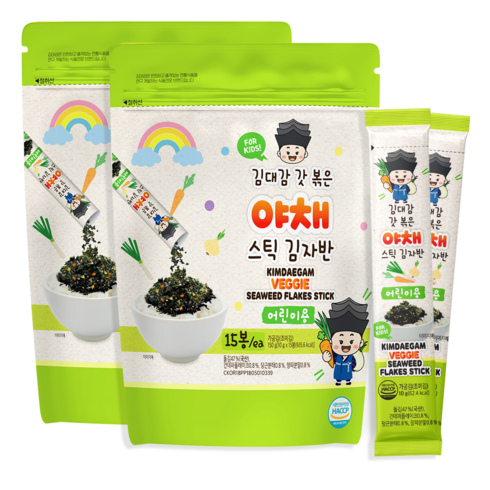 김대감 갓 볶은 야채 스틱 김자반 어린이용 15p, 150g, 2개