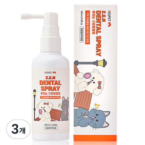 리스펫랩 반려동물 뿌리는 치약 구강청결제, 100ml, 3개