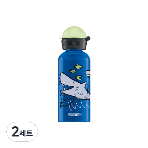 지그 키즈 워터 보틀, 2세트, 샤키즈 야광, 400ml