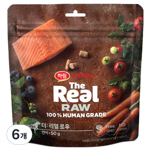 하림펫푸드 어덜트 강아지 더리얼 로우 건식사료, 연어, 50g, 6개