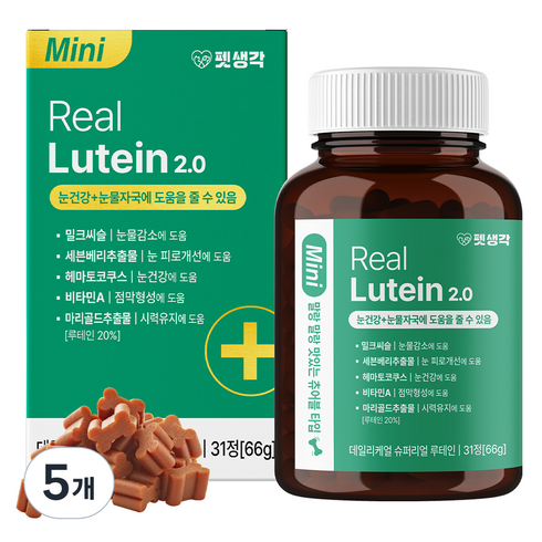 펫생각 강아지 데일리케얼 영양제, 31정, 눈물개선/눈건강, 5개