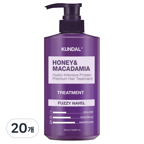쿤달 허니 앤 마카다미아 헤어 트리트먼트 퍼지네이블향, 500ml, 20개