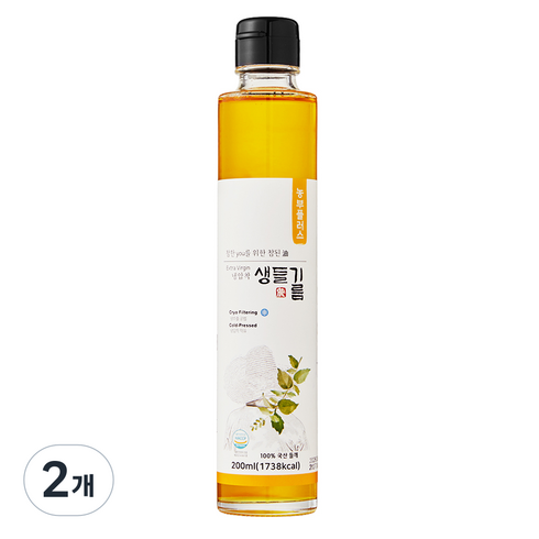 농부플러스 냉압착 생들기름, 200ml, 2개