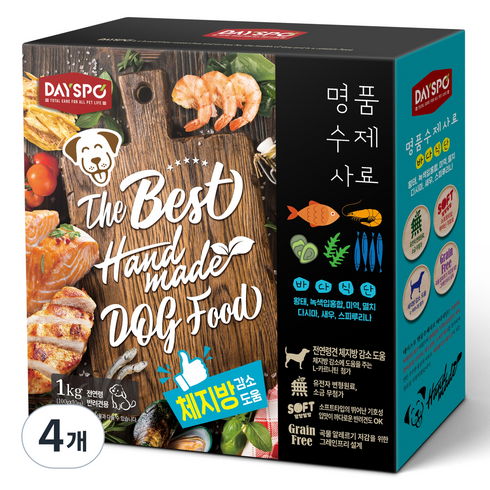 데이스포 전연령 강아지 명품 수제 소프트사료 10p, 황태+초록잎홍합, 1kg, 4개