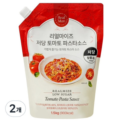 리얼마이즈 저당 토마토 파스타소스, 1.5kg, 2개
