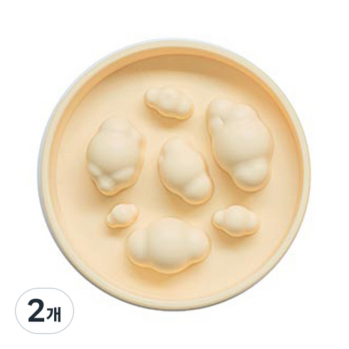 바잇미 반려동물 급체방지 실리콘 식기, 크림, 2개