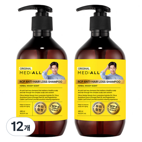 메디올 알시피 안티 헤어 로스 샴푸 우디향, 480ml, 12개