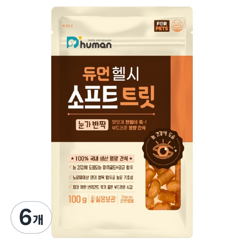 듀먼 강아지 헬시 소프트 트릿 눈가반짝, 연어, 100g, 6개