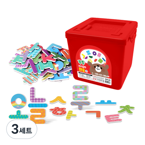 아리아띠 쏙쏙 자석글자 한글 판퍼즐, 3세트, 84피스