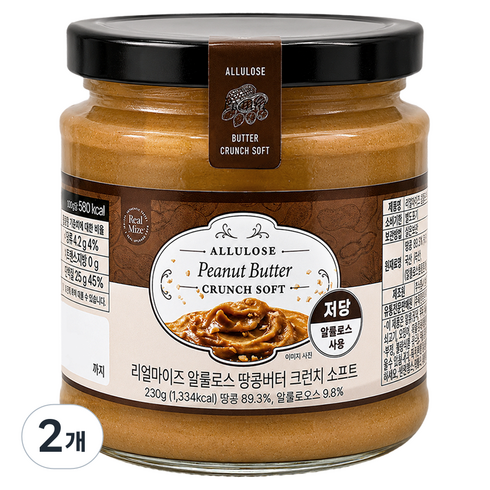 리얼마이즈 알룰로스 땅콩버터 크런치 소프트, 230g, 2개