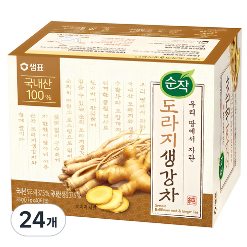 순작 도라지 생강차 티백, 700mg, 40개입, 24개