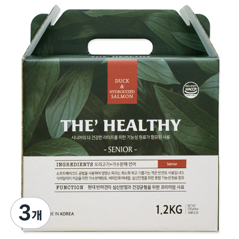 이수펫 노령견용 강아지 더 헬씨 시니어 반건조 소프트사료, 오리, 1.2kg, 3개