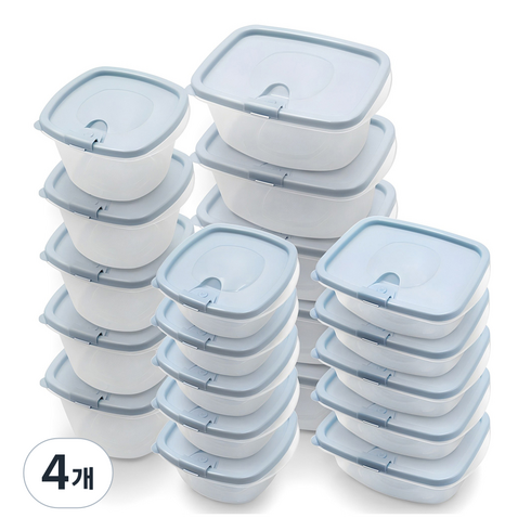 에어톡 전자렌지 전용 밀폐용기 세트, 4개, 정사각 350ml(5P) + 500ml(5P) + 직사각 450ml(5P) + 600ml(5P)