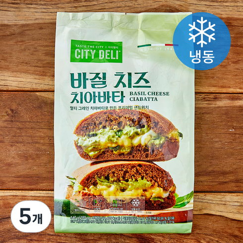 삼립 시티델리 바질 치즈 치아바타 (냉동), 180g, 5개, 3개입