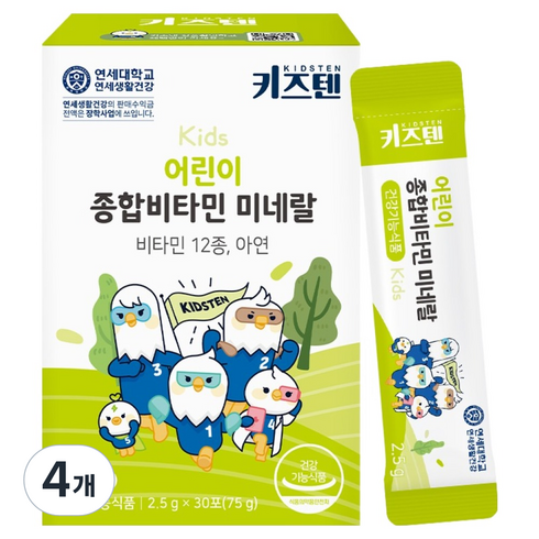 키즈텐 어린이 종합비타민 미네랄, 30회분, 4개