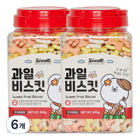 비스코티 반려동물 비스켓, 과일, 800g, 6개