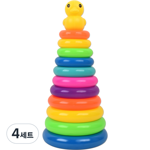 11단 아기오리 링토스 링쌓기 세트, 혼합색상, 4세트