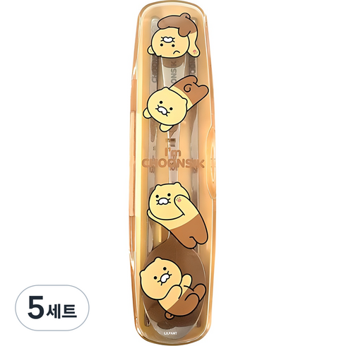 릴팡 춘식이 올스텐 수저케이스 세트, 혼합색상, 케이스 + 스푼 + 젓가락, 5세트