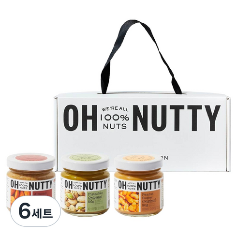 오넛티 미니 기프트 땅콩버터 오리지널 + 아몬드 오리지널 + 피스타치오 세트, 6세트, 80g