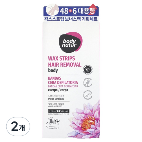 바디네이처 왁스스트립 바디 로터스 플라워 보너스팩, 154g, 2개