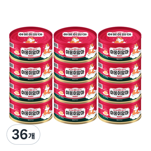인터펫코리아 야옹이맘마 간식캔, 흰살참치, 160g, 36개