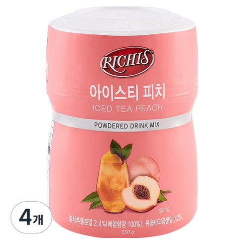 리치스 아이스티 피치, 550g, 1개입, 4개
