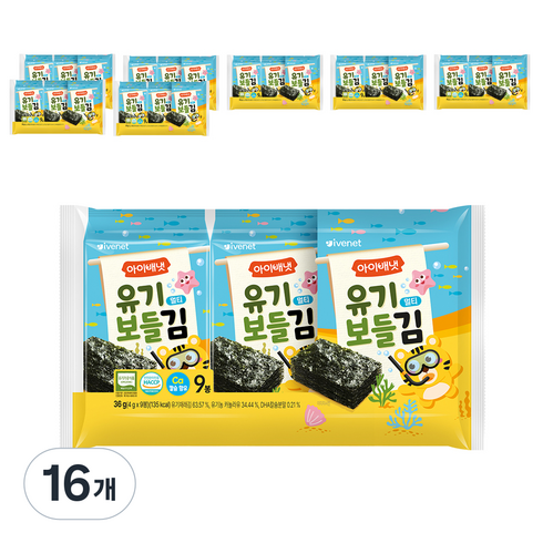 아이배냇 유아용 유기 보들김 멀티 9p, 김, 36g, 16개