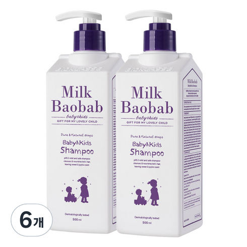 밀크바오밥 베이비&키즈 샴푸 풍선껌향, 500ml, 6개