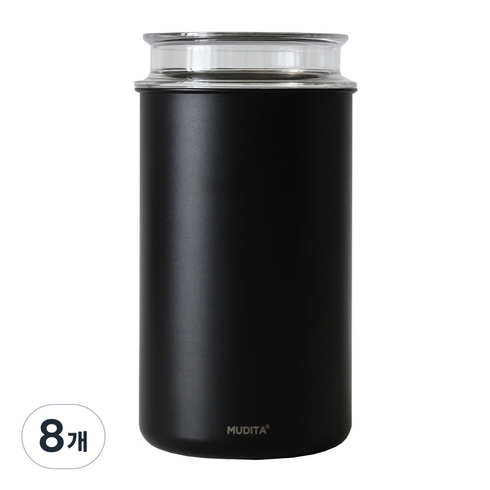 무디타 리본제이 스텐 이중 잠금 진공 원두 보관용기 1400ml, 블랙, 8개