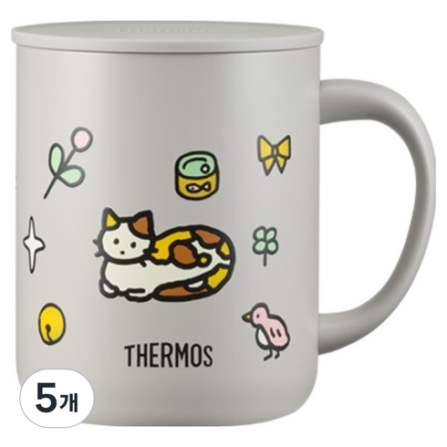 써모스 제로퍼제로 보온보냉 반전 머그컵 450ml JDG-450KC-GY, 그레이, 5개