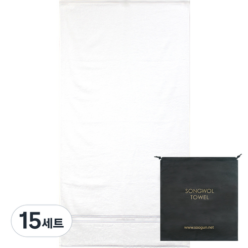 아날도바시니 뮤즈68 바스 타월 380g 면사 + 송월타월 파우치 세트, 타월(아이보리), 파우치(블랙), 15세트