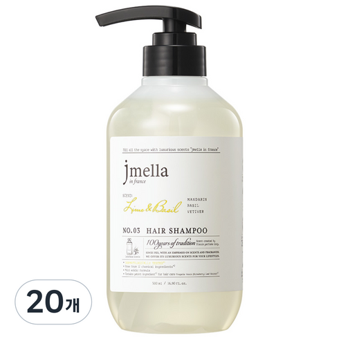 제이멜라 인 프랑스 라임 앤 바질 헤어 샴푸 시트러스향, 500ml, 20개