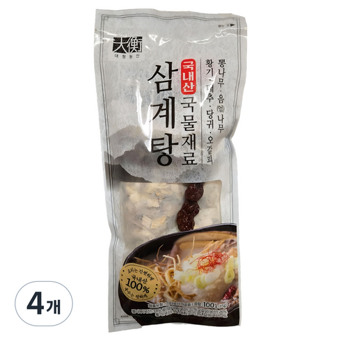 대형농산 국내산 삼계탕 백숙 육수재료, 100g, 4개