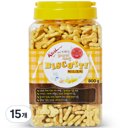 비스코티 강아지 비스켓, 혼합맛(밀크/치즈), 800g, 15개