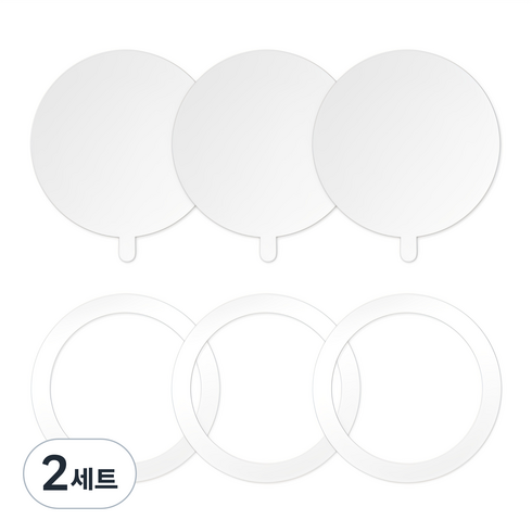 제이엔 맥세이프 호환 자석스티커 3개+보호필름 3개, 화이트, 2세트