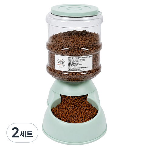 픽앤펫 댕냥님 집에 스마트 정수기 하나 놔드려야겠어요 급식기 + 급수기, 그린, 2세트