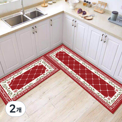 ONLYGOODPRODUCTS 일러스트 러그 주방 발매트 2종 세트, 04유럽식02, 2개