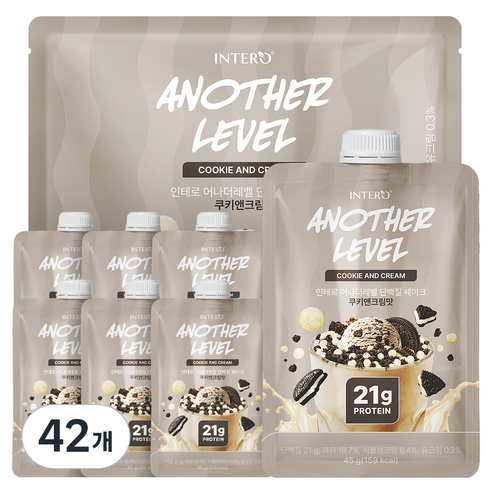 인테로 어나더레벨 단백질 쉐이크 쿠키앤크림맛, 45g, 42개