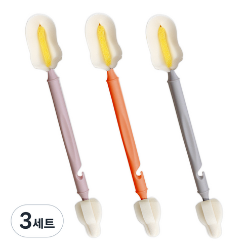 슈베스 국내 제조 듀얼 더블폼 세척솔 3종 세트, 3세트, 핑크 + 코랄 + 그레이