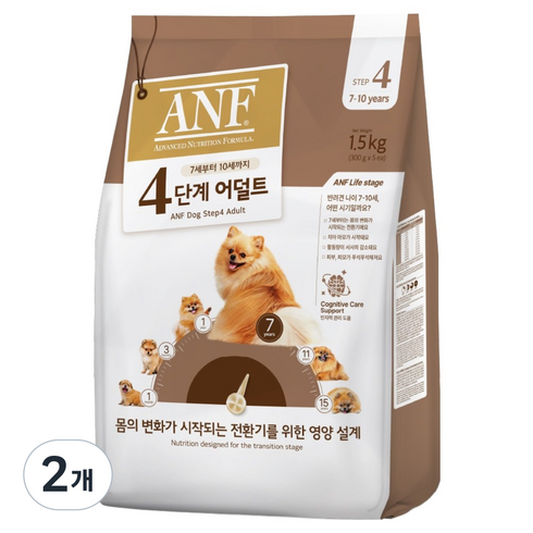 ANF 강아지 4단계 어덜트 사료, 1.5kg, 2개, 관절+장건강