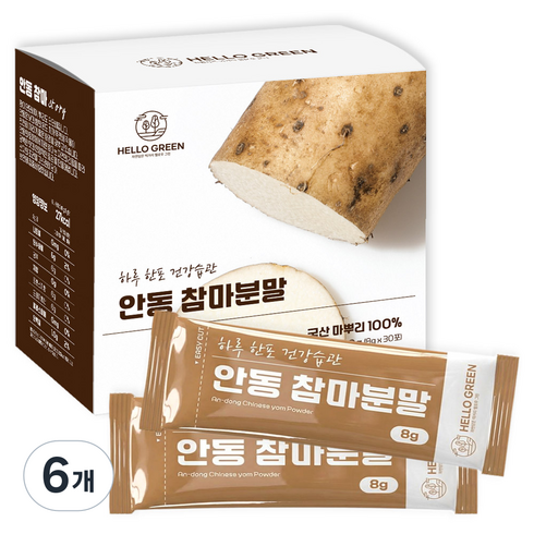 헬로우그린 국내산 안동 참마분말 스틱 30p, 6개, 240g