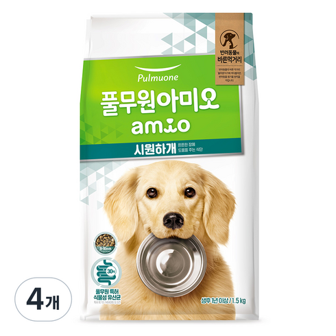 풀무원아미오 강아지 시원하개 기능성 사료, 장건강/유산균, 1.5kg, 4개