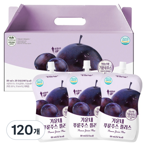 유기농마루 정품 기운내 푸룬주스 플러스, 80ml, 120개